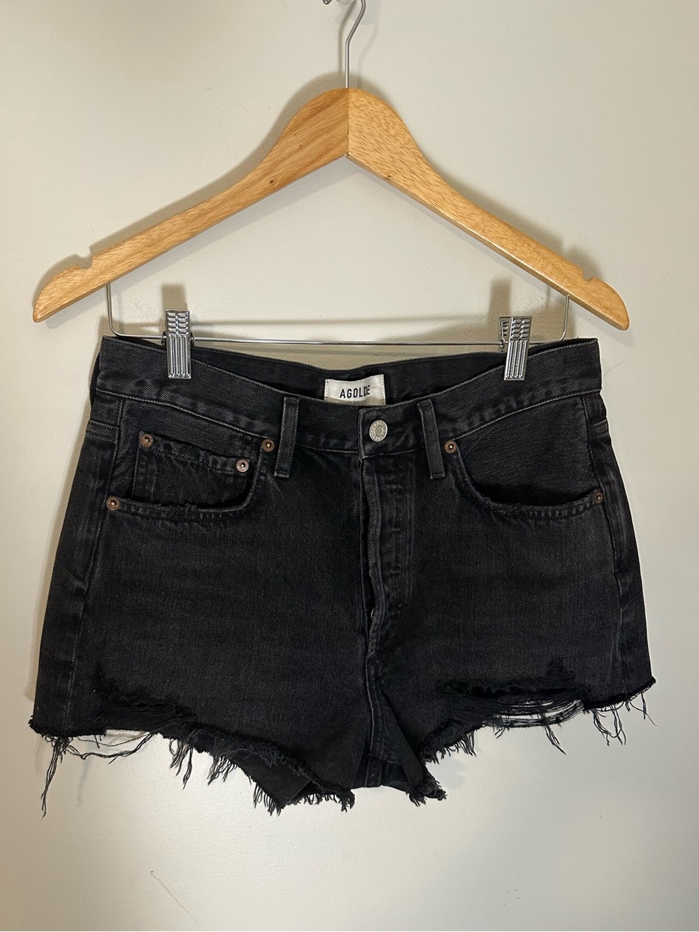 NWOT Agolde cut off denim shorts black 27